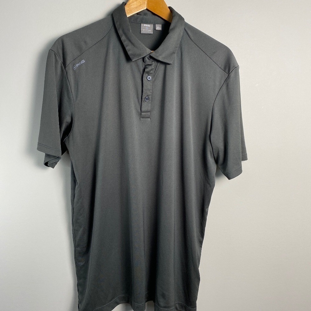 PING Men's Greenish-Gray Sensorcool Short Sleeve Golf‎ Polo Shirt Size Large